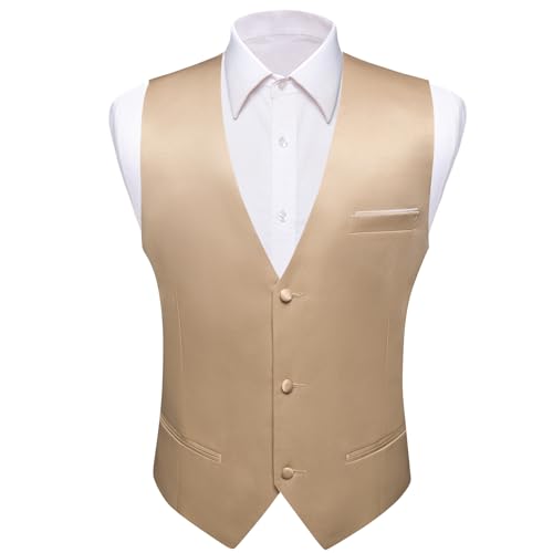 Image of Barry.Wang Mens Suit Vest Bow Tie Set 4PCS Formal V-neck Slim Fit Casual Solid Color Waistcoat Wedding Party Tuxedo