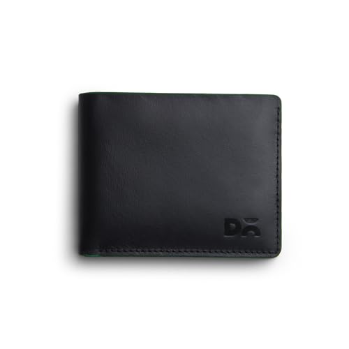 Image of DailyObjects Classic Black Genuine Leather Men's Bi-Fold Wallet with Multiple Card Slots| Cash Compartment| Slim Durable Design| Stylish Everyday Accessory for Securely Carrying Money| Cards| and IDs