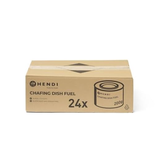 HENDI Pasta combustibile, in lattina, senza fuliggine e inodore, tempo di combustione ±3 ore, 24 pezzi, gel combustibile, per riscaldare i cibi, per chafing dish, scaldavivande, 200g