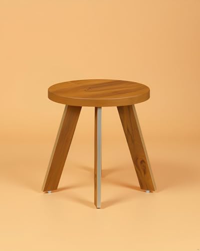 Image of SBF Furniture Mini Round Side Table, 30 cm, Matte Finish, Modern Minimalist Design, 3 Angled Legs (Round Yellow)