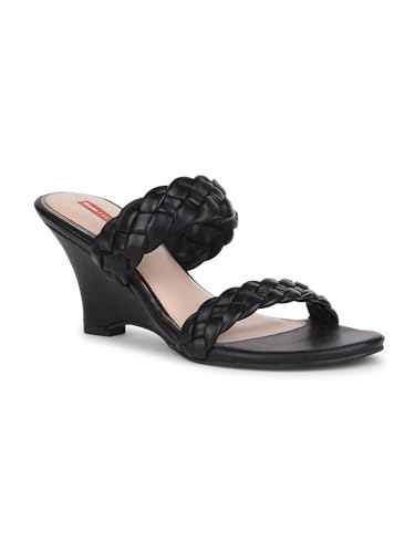 Image of Bata Womens CARLY WEDGE MULE Heels, Black, (7716812)