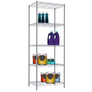 Home Basics Wire Shelving Storage Unit (5 Tier, Grey)