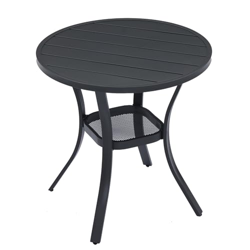 VICLLAX-Small-Round-Patio-Dining-Table-All-Weather-Metal-Outdoor-Table-for-Lawn-Garden-275x-275-Patio-Bistro-Table-for-Outside-Black VICLLAX Small Round Patio Dining Table All Weather Metal Outdoor Table for Lawn Garden 275x 275 Patio Bistro Table for Outside Black