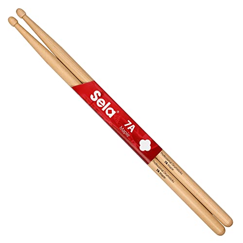 Sela Professional Maple 7A Drumsticks - Ideal for Gentle Rock - Drum Sticks for Advanced - 1 Pair Wooden Sticks - Maple Wood Drum Accessories - Acorn Head Shape, Natural, SE 274 Sela Professional Maple 7A Drumsticks - Ideal for Gentle Rock - Drum Sticks for Advanced - 1 Pair Wooden Sticks - Maple Wood Drum Accessories - Acorn Head Shape, Natural, SE 274