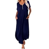 Otime Skirts for Women Trendy Summer Solid Color V-Tie Button Loose Casual Long Style Loose Flowy Skirts for (BU2-1, S)
