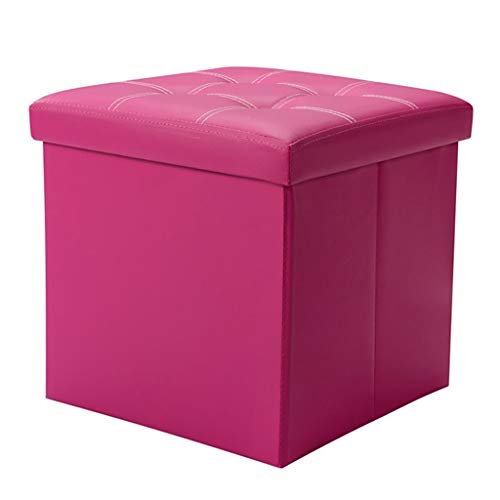 Taburete plegable de piel sintética, reposapiés multiusos y asiento de cubo para sala de estar/dormitorio, peso máximo de 100 kg, elegante reposapiés portátil, fácil de almacenar
