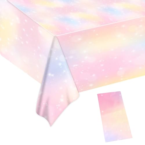 YXHZVON Nappe en Plastique, Nappes Arc-en-Ciel Pastel, Parfait pour Les Fêtes d'anniversaire des Enfants Décoration Réunion de Famille(274x137 cm)