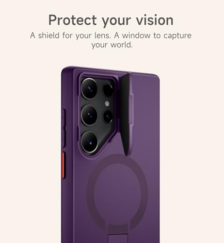 Image of SURITCH for Samsung Galaxy S23 Ultra Phone Case, Magnetic Protective Cover with Camera Cover & Adjustable Metal Kickstand for Galaxy S23 Ultra -Dark Purple