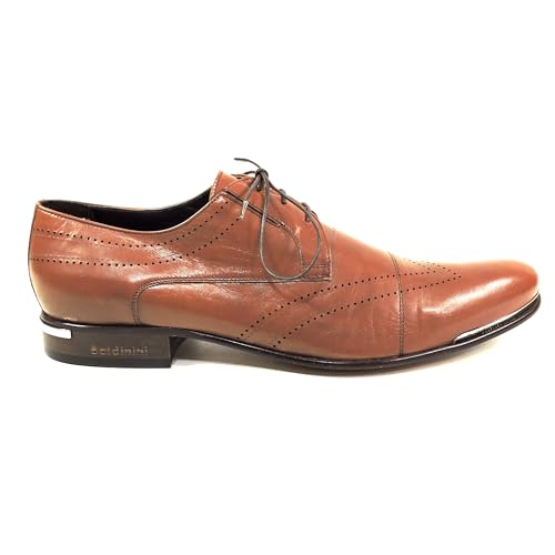 Baldinini Men's Leather Oxford Dress Shoes, Soft Brown, Perforated Design4