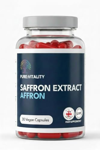 Pure Vitality | Saffron Extract | 3.5% Lepticrosaliden | Pure Saffran Extract | 1 Month Supply | Premium Crocus Sativus | NO Additives | Lab-Tested | Vegan | 3.5% Saffranal & Crocin