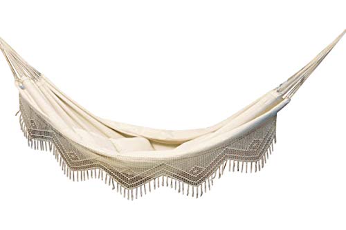 MacaMex Ma de 01070, Brasil Hamac Comfort Premium Double Hamac en brasiien Coton avec macramerand Multicolore 400 x 170 x 150 cm