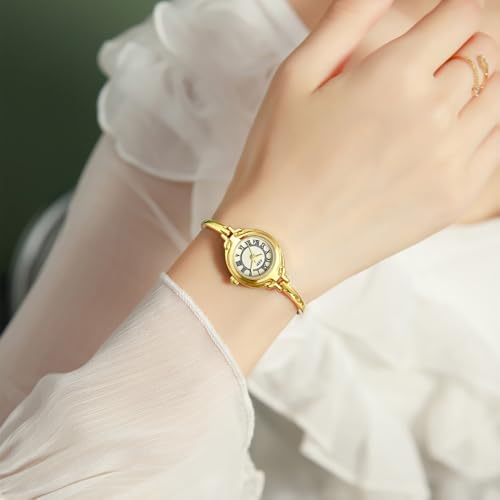 Elegant Vintage Bangle-Style Women's Watch with Slim Dial and Waterproof Gold Strap - Image 3