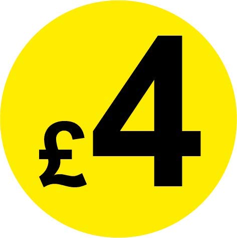Permanent Adhesive - Black & Yellow 30mm Price Stickers/Labels from 10p to £5.25, 200, £4 — image 1