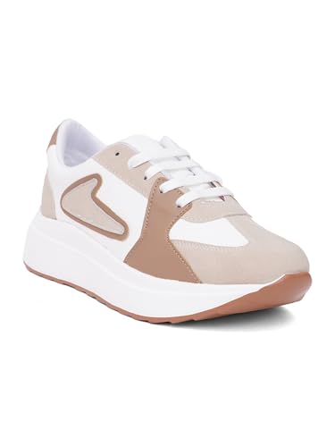 Image of TRYME Women Casual Sneakers Lace-Up Design Soft Cushioned Insole Comfortable Walking Shoes Stylish