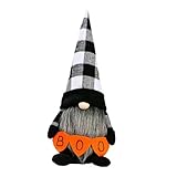 Halloween Gnomes Plush Decor, Witch Scandinavian Tomte Nisse Gnome Swedish Table Decorations, Handmade Plush Elf Dwarf for Home Stuffed Gnomes Gifts for Women, Black