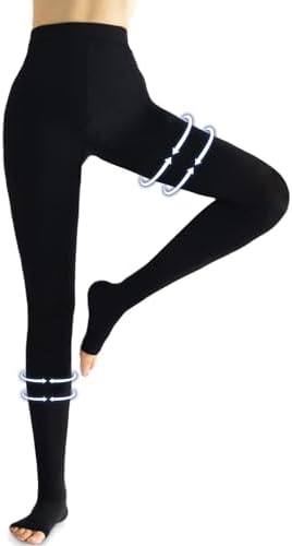 Medical Compression Pantyhose Women & Men,20-30mmHg Open Toe Thigh High Compression Tights Graduated Support (Beister)