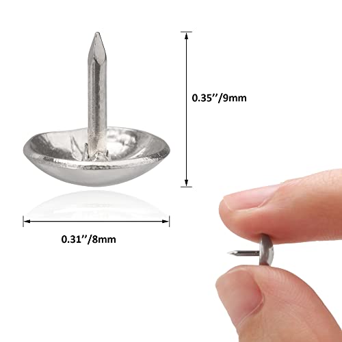 Clavos de muebles con cabeza redonda plateados 8x9mm, 100 piezas miniatura 4