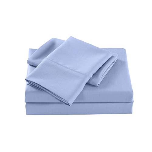 Royal Comfort - Sheet Set, 2000TC Ultra Soft Bamboo Microfibre Blend, Fitted Sheet & Flat Sheet & Pillowcase Set (Queen, Light Blue)