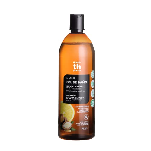 Thader Th Pharma Gel de Baño con Aceite de Argán, Coco y Macadamia Polifenoles ideal para piel sensible, 1000 ml