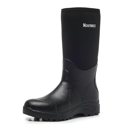 Image of Neoprene Insulated Rain Boots with Steel Shank, Waterproof Mid Calf Hunting Boots