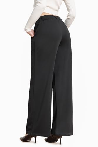 Bamans Wide Leg Dress Pants High Elastic Waisted Slacks for Curvy Women Work Business Office Casual Trousers with Pockets2