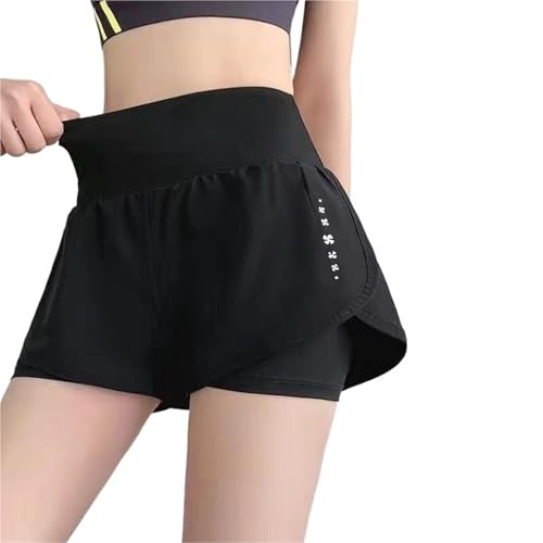 Yoga Pantalones Cortos Pantalones Cortos de Yoga for Mujer, Pantalones Deportivos Verano Secado rápido, antitransparentes, for Correr y Entrenar(1-Black,L)