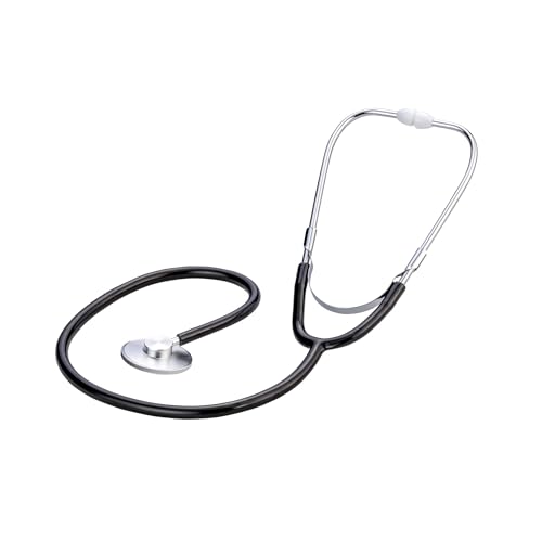 Medi-Inn Flachkopf Stethoskop schwarz | ultraleicht, nickelfrei | deutliche Geräuschübertragung | flexibler Y-Schlauch mit Bruststück