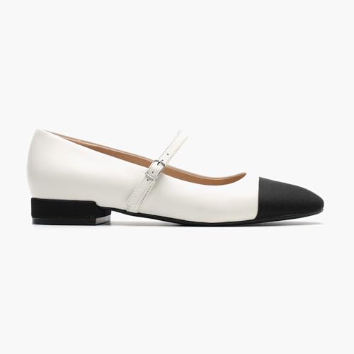 Image of Women's Comfortable Leather Mary Jane Flats Walking Shoes Cute Business Casual Dress Work Shoes