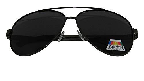 óculos de sol polarizado estilo aviador armação de metal em tom grafite