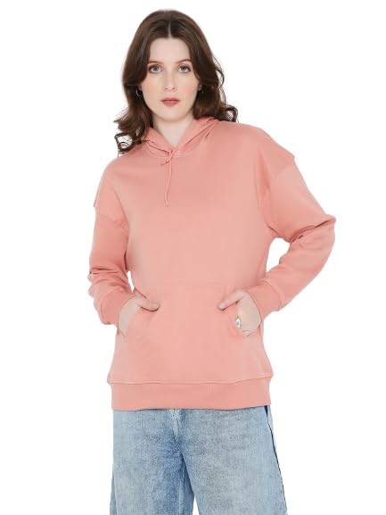 Image of BE SAVAGE Women's Solid Full Sleeves Cotton Hoodie