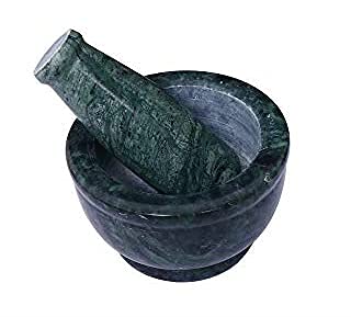 Crocon Natural Green Marble Mortar And Pestle Set Hand Grinder Set For Spices Herbs Seasonings Pastes Pesto & Guacamole Crusher Handmade Stone 4 Inch Molcajete Bowl For Kitchen Essential Best Gift #TOP4