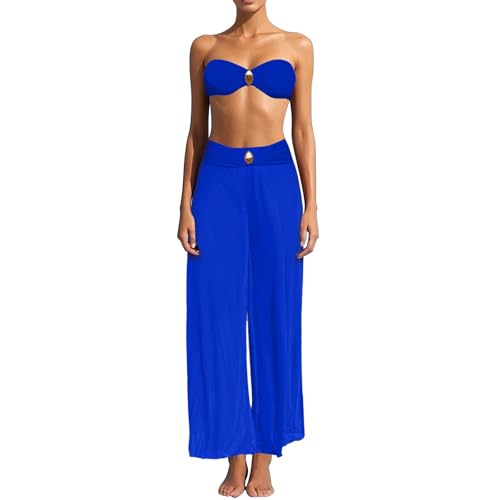 Ensemble bikini uni 3 pièces pour sublimer la silhouette fine à la plage