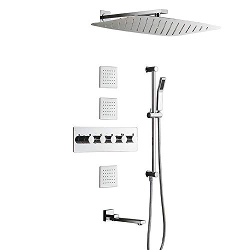 MaGiLL Soffione Doccia termostatico in Rame con Getto Superiore a Parete Scuro 350 * 550 Bellissimo e Pratico Sistema Doccia