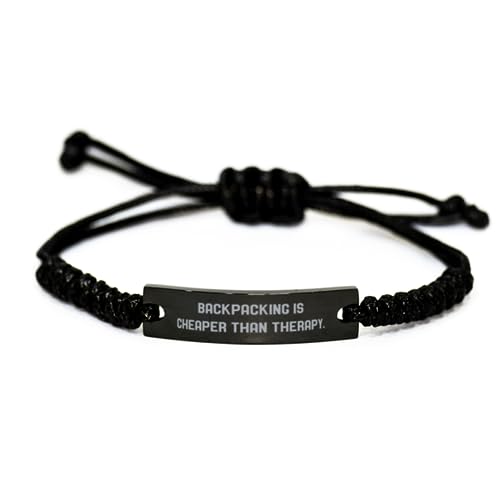 Backpacking is Cheaper Than. Black Rope Bracelet, Backpacking Present From Friends, Motivational Engraved Bracelet For Friends, Perfect backpacking gifts for her, Perfect backpacking gifts for him,