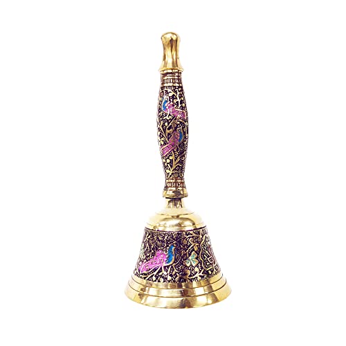Shubhkart Hand Painted Bell - For Wedding Events Decoration, Food Line, Alarm, Jingles, Ringing, Service Bell (Purple) #TOP1