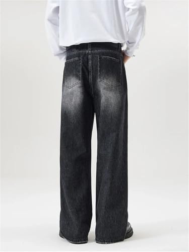 Men's Denim Pants Vintage Loose Straight Korean High Street Casual Denim Pants3