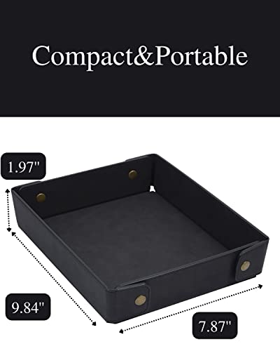 Image of CASIRENA Faux Leather Valet Tray Organizer for Men - Catch-All Tray for Entryway Table Key, Wallet, Watch, Coin Change, Phone, Dresser EDC Dump Jewelry, Bedside Nightstand Desk-top