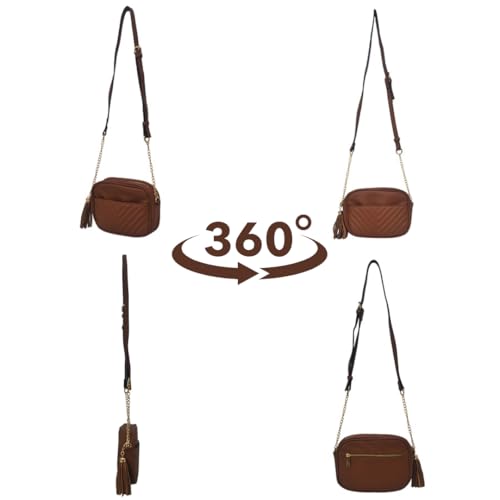 NGIL Women's Faux Leather Chevron Quilted Crossbody Bag Stylish Trendy Small Shoulder Lightweight Zippered Travel Purses3