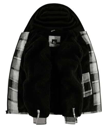 Image of ZITY Men's Flannel Jacket Zip Up Fleece Plaid Shirt Hoodie Winter Warm Coat | Thick Sherpa Lined, Long Sleeve Outwear, Heavyweight, Sweatshirt with Pocket, Work School Vacations