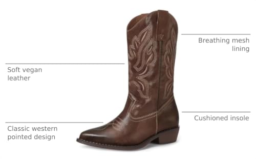 Image of mysoft Cowboy Boots For Women - Western Cowgirl Boots Mid Calf Chunky Heel Booties Pointed Toe Country Shoes