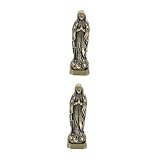 Garneck 2St Vintage aus Messing Desktop-Schmuck Statue der Jungfrau Maria Moderne Skulpturen Heimdekoration Heilige Maria Marienstatue Messingverzierung Maria-Verzierung