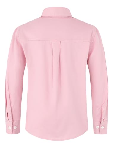 Spring&Gege Boys' Cotton Dress Shirt Long Sleeve Casual School Uniform Woven Button Down Shirt