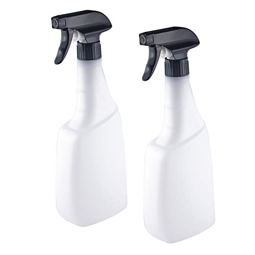 Plastic Spray Bottles (2 Pack, 24 Oz) Reusable Empty Spray Bottle Water Sprayer with Measurement and Adjustable Nozzle for Cleaning Solutions, Plant Watering, Auto Detailing, BBQ, Bathroom and Kitchen