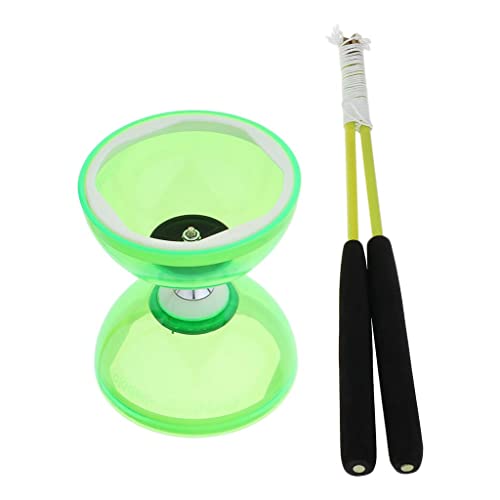 predolo Diábolo de 3 rodamientos con Palos y Cuerdas, Juguete de Goma para coordinación de Ojos y Manos, Verde, 12cm predolo Diábolo de 3 rodamientos con Palos y Cuerdas, Juguete de Goma para coordinación de Ojos y Manos, Verde, 12cm