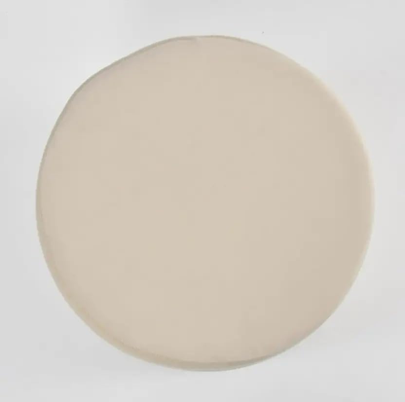 Image of White Velvet Ottoman Stool with Gold Accent Rings, Round Foot Rest Stool, Vanity Chair, Small Accent Seat for Living Room, Bedroom & Makeup Room