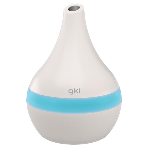 GKL Humidificador y difusor de Aroma Blanco 300 ml Nature Mist. Ultra silencioso,Apagado Automático. aromatizador Aceites Esenciales con conexión USB para Hogar, Oficina, SPA 7 Colores led DIF-300B