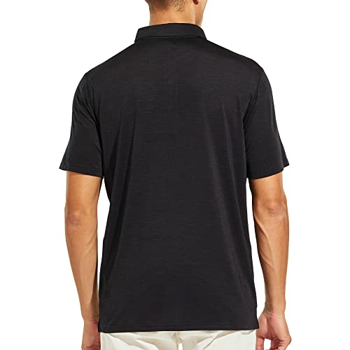 Haimont Polo Shirts For Men Short Sleeve Quick Dry Golf Shirts,Lightweight Breathable Pocket Polos Black,2Xl #TOP5