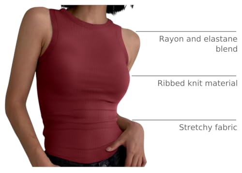Image of ANRABESS Womens Sleeveless High Neck Tank Tops Fashion Summer Casual Basic Slim Fit Ribbed Racerback Top Shirt Clothes