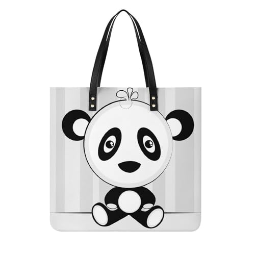 Sac shopping panda noir et blanc pour femme - Tote bag grand format 39x39 cm