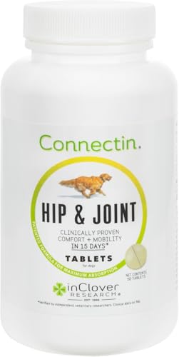 InClover Connectin Natural Hip & Joint Supplement for Dogs with Glucosamine, Chondroitin & Hyaluronic Acid - Tablet for Dog Mobility, Comfort & Active Lifestyle Support, 50 Count